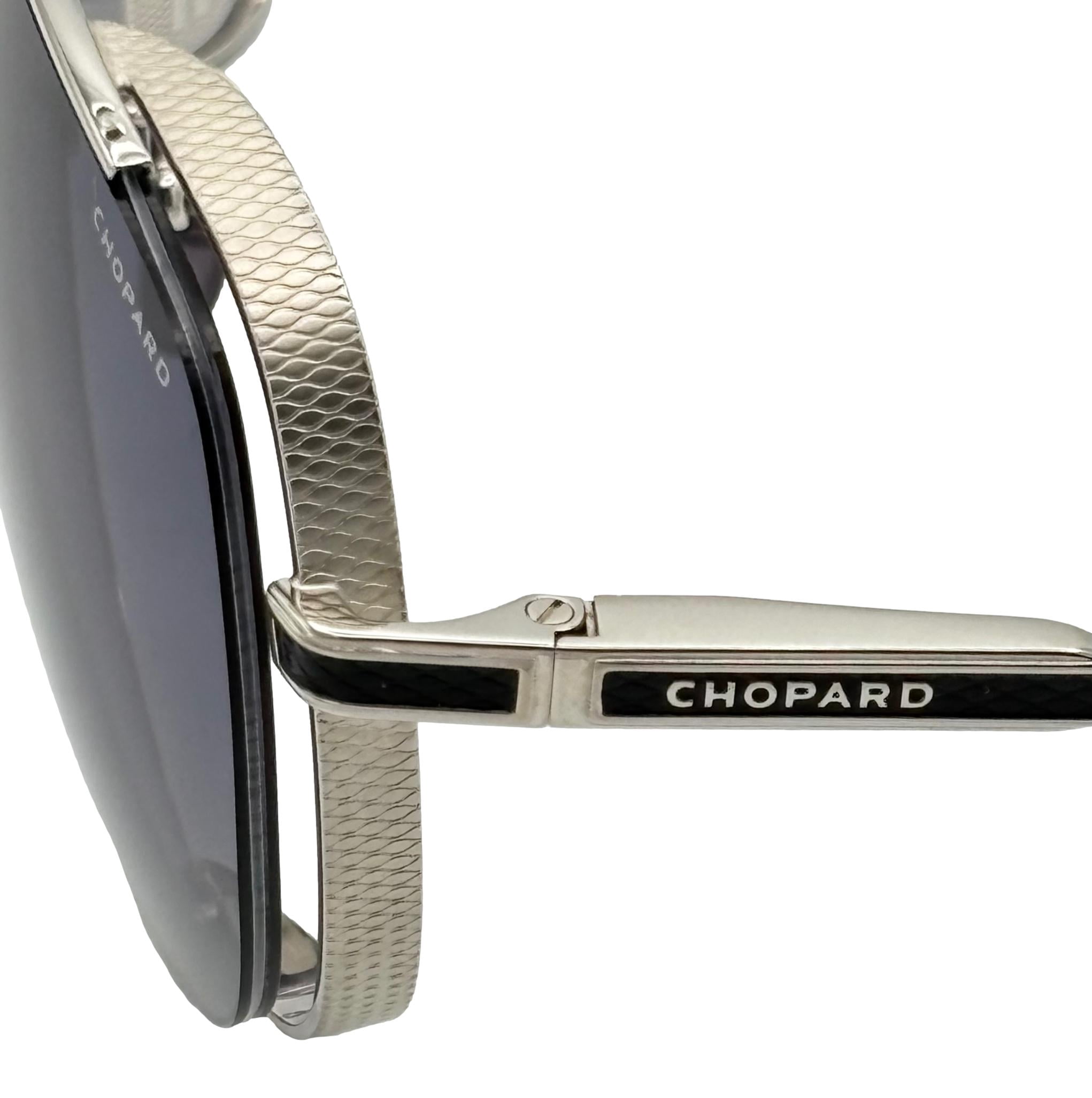 Chopard Mens Sunglasses Silver Metal Aviator Sunglass SCHC33M. 0K07