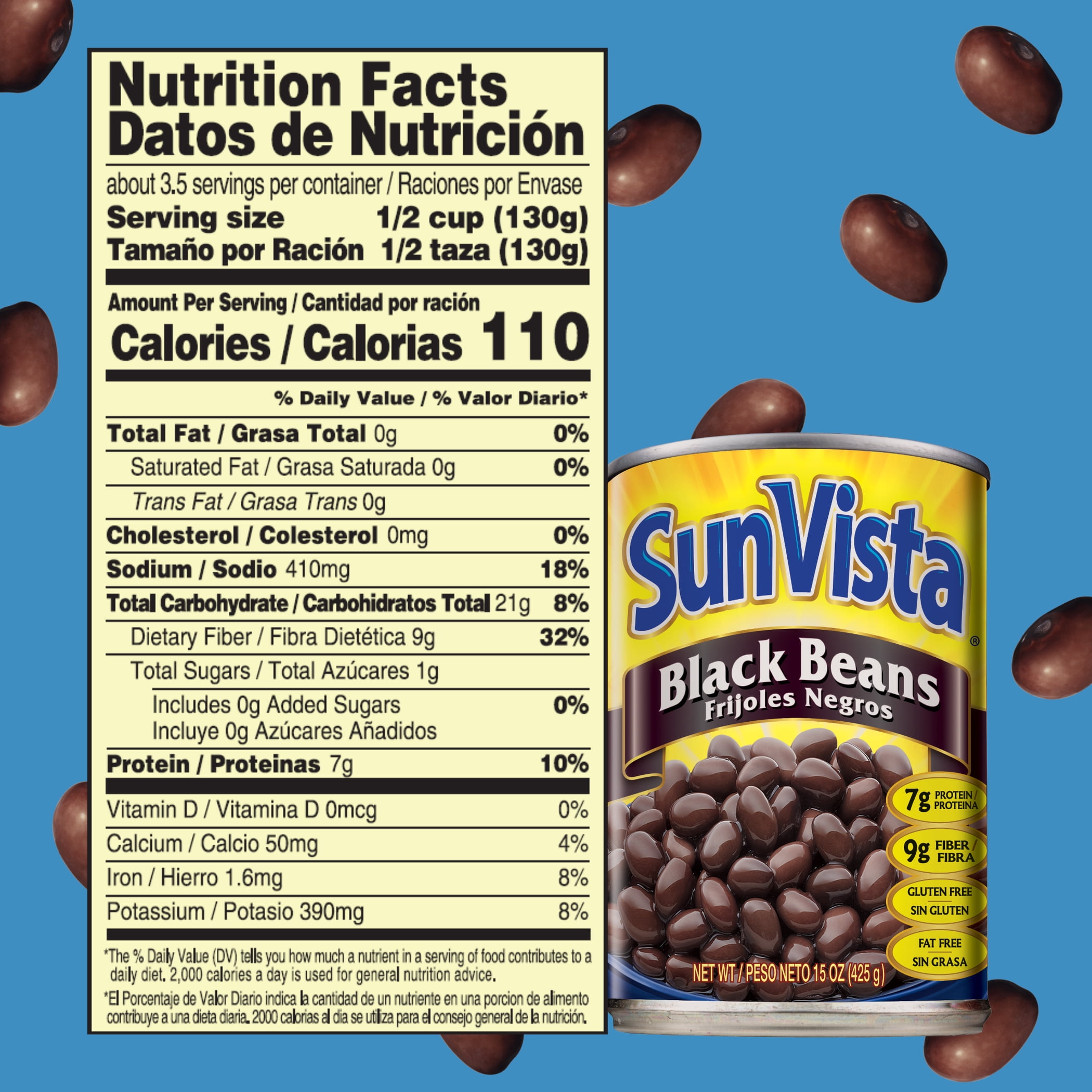 (7 pack) SunVista Black Beans 15 oz. Can