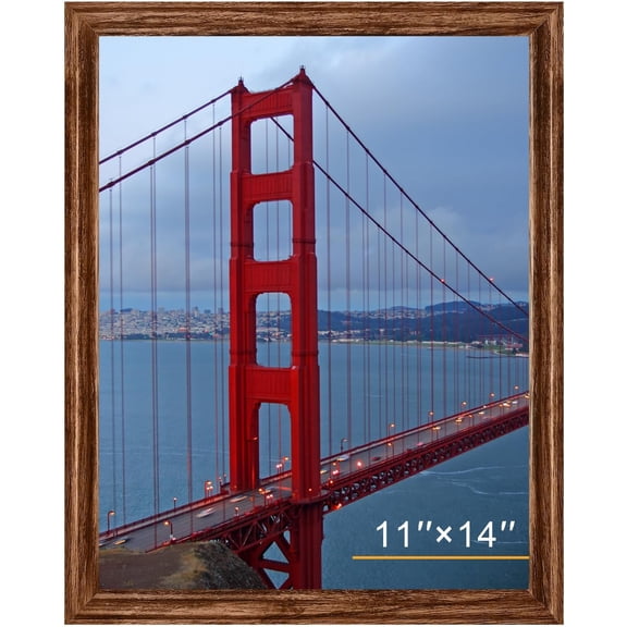 11x14 Picture Frame Wall Hanging, Engineered Wood Photo Frames for 11 x 14 Picture, Brown, 1 Pack