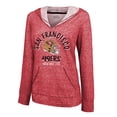 thumbnail image 2 of Women's Majestic Threads  Scarlet San Francisco 49ers Super Bowl LVIII Victory Slub V-Neck Pullover Hoodie, 2 of 3