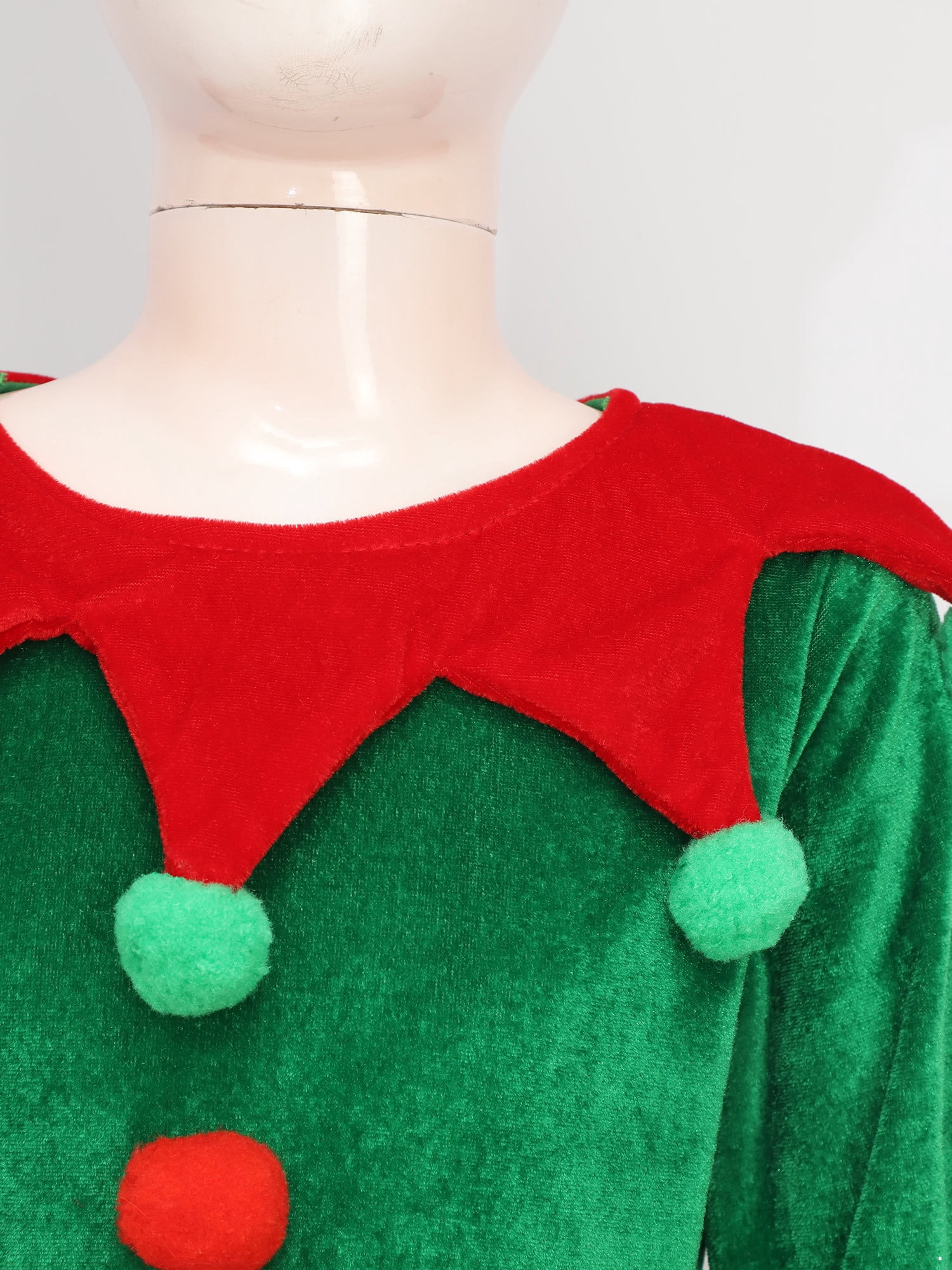 renvena Boys 7-Piece Christmas Elves Outfit Set Christmas Party Role Play Dress Up Set Green 13-14