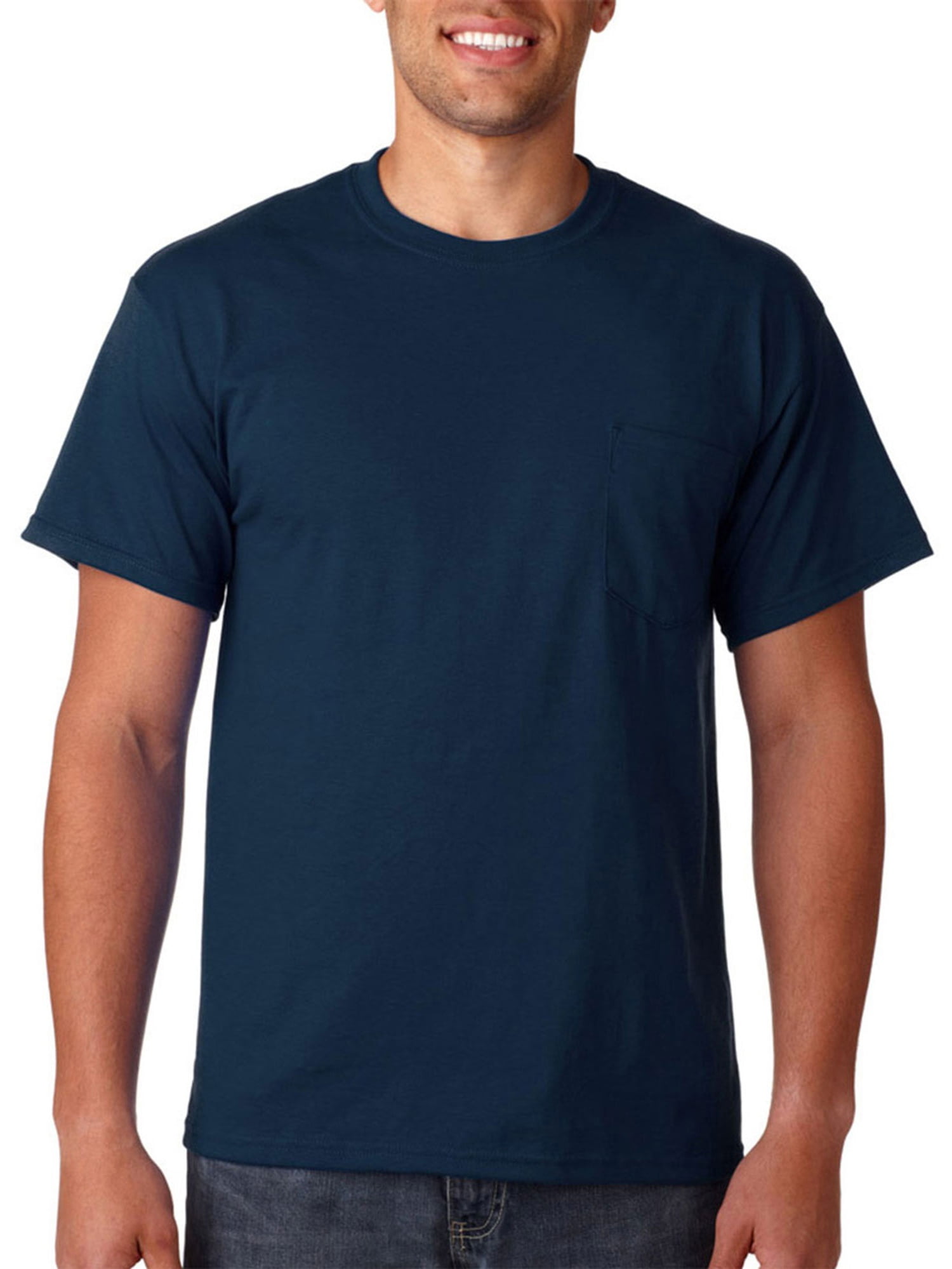 Gildan Mens Seamless Chest Pocket Comfort jersey T-Shirt, Navy, 3XL ...