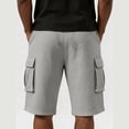 thumbnail image 5 of cllios Waffle Knit Cargo Shorts for Men Multi Side Flap Pockets Elastic Drawstring Waist Solid Color Casual Summer Streetwear Shorts, 5 of 6