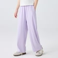 thumbnail image 4 of Lenpel Girls' Wide Leg Pants Lightweight Elastic Waist Athletic Casual Pants Summer Loose Trousers with Pockets 4-15 Y, 4 of 6