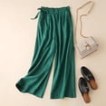 thumbnail image 3 of Outfmvch Gauze Pants Vintage Baggy Beach Trousers Wide Leg Linen Pants Long Lounge Travel Pants High Waisted Linen Pants Women Gaucho Pant Trousers with Pockets 2026 Trendy Green 1 M-3XL, 3 of 4