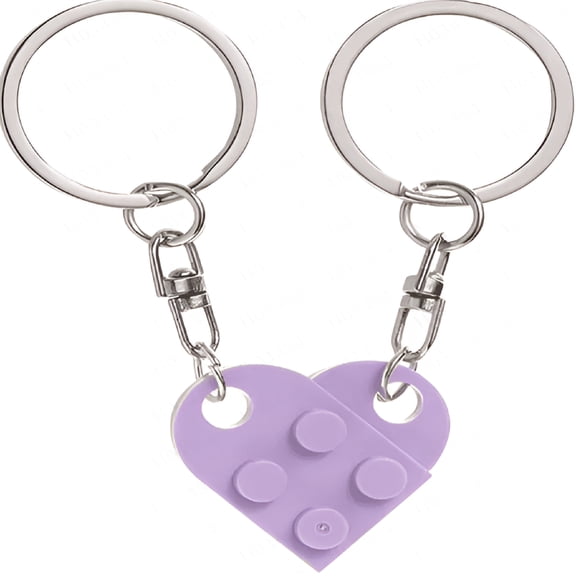 DESIGNICE Heart Keychain Set for Couples, Brick Heart Keychain for Boyfriend Girlfriend, 2 Pcs Matching Heart Colorful Keychains