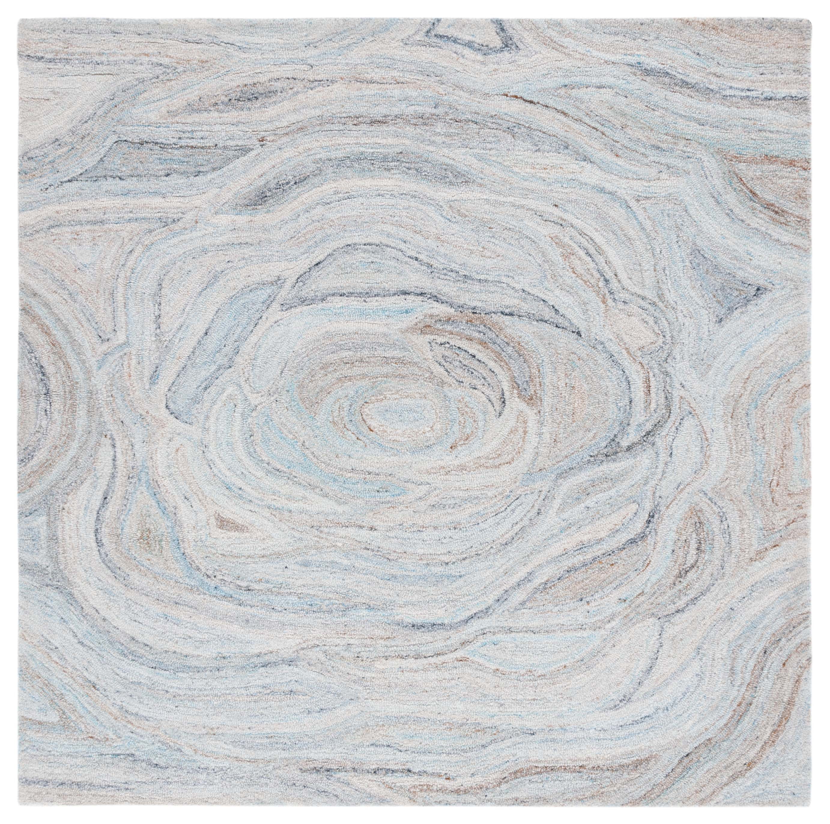 SAFAVIEH Abstract Kebo Distrssed Area Rug, Beige/Blue, 6' x 6' Square