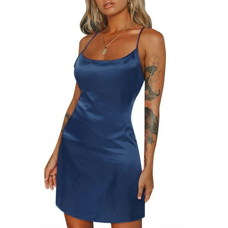 

DYMADE Women Sexy Solid Color Suspenders Home Style Slim Fitting Nightdress Pajamas