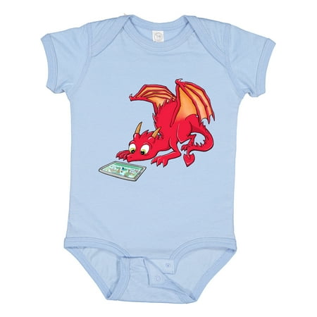

Inktastic Curious Dragon Watching a Tablet Boys or Girls Baby Bodysuit
