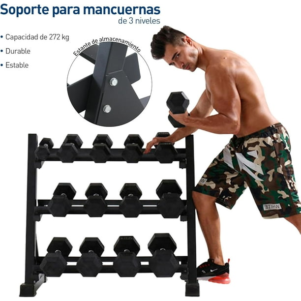 Soporte Mancuernas Casero Mancuernero De Madera Porta Mancuernas