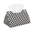 thumbnail image 2 of Lsque Black and White Checkerboard Printed Long Tissue Box Cover Holder, Facial Paper Organizer Dispenser,Triangle with Bottom Belt, PVC Leather Decorative Organizer, 2 of 9