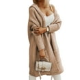 thumbnail image 3 of Womens Long Cardigan Cable Knitted Open Front Oversized Long Sleeve Hooded Outerwear Sweater Coat Camel M, 3 of 8