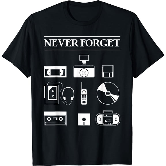 Never Forget 80s Retro Vintage Design Design T-Shirt Black Large