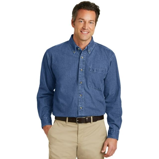 Camisa vaquera de peso pesado de Port Authority®. S100 Autoridad Portuaria S100