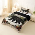 thumbnail image 2 of Manfei Winter Bear Twin Comforter Sets,Wild Woodland Print Bedding Set,Green,Black Reversible,2pcs,1 Comforter and 1 Pillowcase, 2 of 7