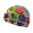 thumbnail image 3 of Milageto Flower Crochet Casual Hollow Skull Cap for Party Outdoor Shopping Gray, 3 of 8