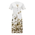 thumbnail image 4 of ICHUANYI Clearance Fashion Women Summer Printing Causal V-Neck Button Short Sleeve Vacation Pockets Dress(Yellow, XL) ICHUANYI WER2023081001753, 4 of 5