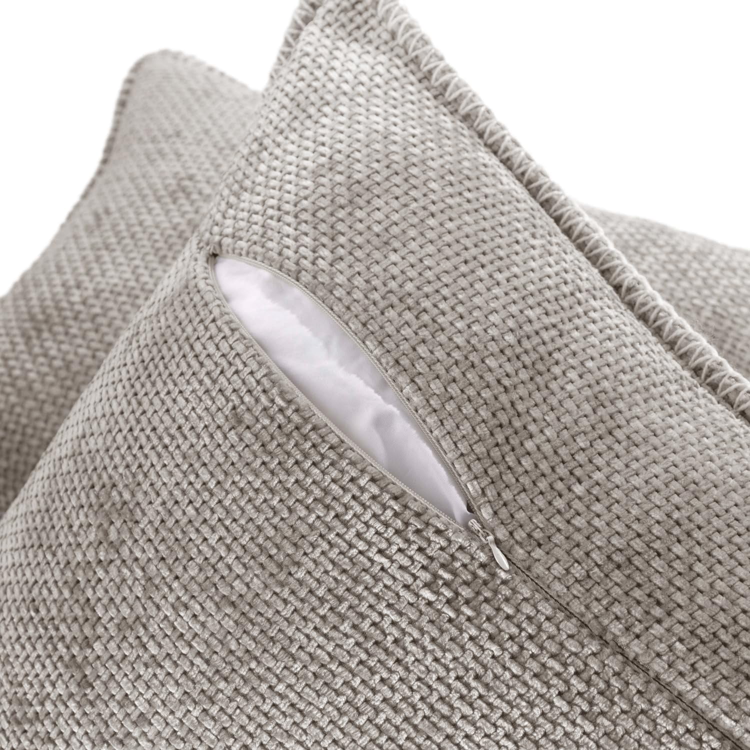 Austin Horn Classics Chenille Pillows With "Blanket Stitch" Cover Only Set Of 2 Dove Grey 13"X20"