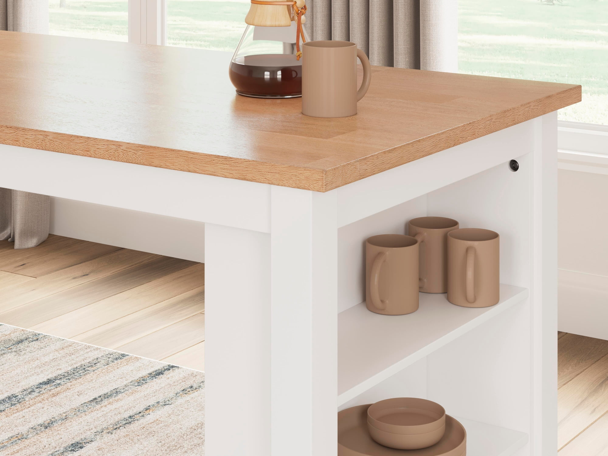 Signature Design by Ashley Gesthaven Counter Height Dining Table with Butcher Block Top, White