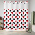 thumbnail image 5 of No Hook Shower Curtain with Built-in Rings - Poker Game Texture Washable Waterproof Fabric Bathroom Curtains for Hotel,Rentals, 72 X 72 Inch Long , Red Black Casino Pattern, 5 of 8