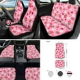thumbnail image 2 of Jeiento Pink Strawberry 17 Pcs Car Accessories Set Car Seat Covers Full Set Steering Wheel Cover Seat Belt Pads Armrest Wrap Foot Mats Coaster Key Rings Lipstick Holder for SUVs Sedans, 2 of 8