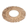 thumbnail image 3 of Espejo colgante de paja trenzada, decoración de estilo nórdico retro, espejo de tocador redondo tejido a mano, color natural, 3 of 14
