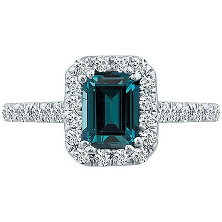 2.12 tcw Emerald Cut cr Alexandrite & Natural Diamond Halo Ring 14k White