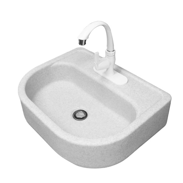 Fleximatic Lavabo color poligranito con llave de ABS, kit de instalación y céspol anti-olores