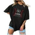thumbnail image 2 of EQWLJWE Hauts pour Femmes Hauts Summer pour Femmes Casual Mode Imprimé Casual Col Rond Pull Manches Courtes, 2 of 7
