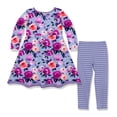 thumbnail image 2 of Millie Loves Lily Girls Periwinkle Rose Floral 2 Pocket Dress & Legging Set,Size 5, 2-PCS, 2 of 2