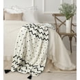 thumbnail image 5 of LR Home and Evette Rios Cream and Black Chevron Dot Cotton Throw Blanket, 50" x 60", 5 of 9