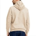 thumbnail image 3 of Satankud Men's Pullover Hoodies Plaid Jacquard Weave Long Sleeve Drawstring Hipster Casual Hooded Sweatshirts with Kanga Light Beige L, 3 of 9