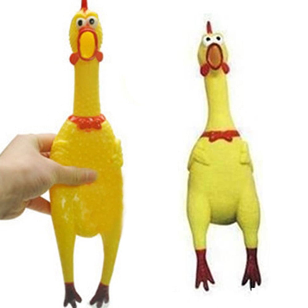 Yesbay 17cm Yellow Screaming Rubber Chicken Toy Pressure Relief Squeak