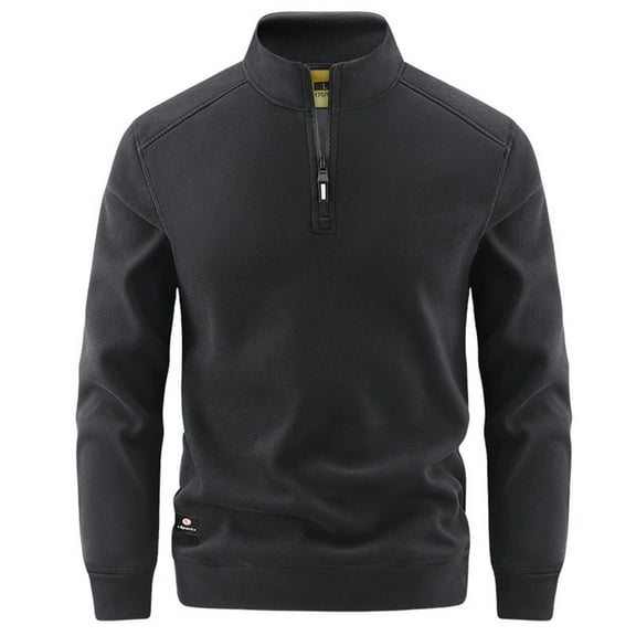 USNSM (M-5XL) Big and Tall Men's Quarter-Zip Fleece Jacket, Long Sleeve Half Zip Fleece Pullover Sweaters Thermal Golf Sweatshirt Black L