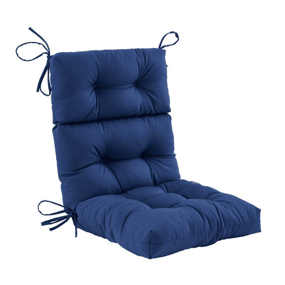 ZEOLABS Outdoor High Back Chair Cushion,Waterproof Tufted Adirondack Rocking Chair Cushion with Ties,Replacement Seat Back Cushion for Patio Furniture, Navy Blue