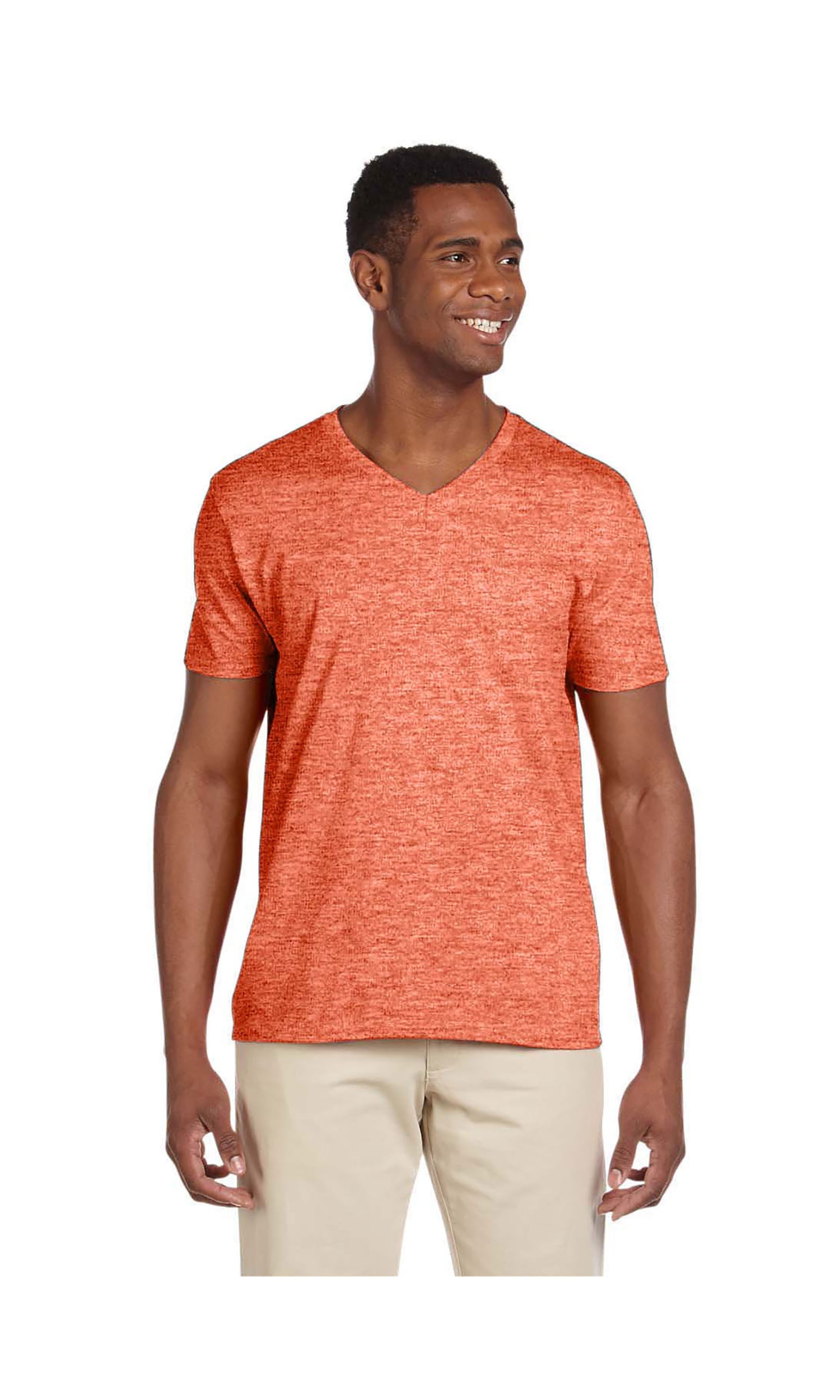 Gildan Men's Softstyle Preshrunk Heather V-Neck T-Shirt, Style G64V00 ...