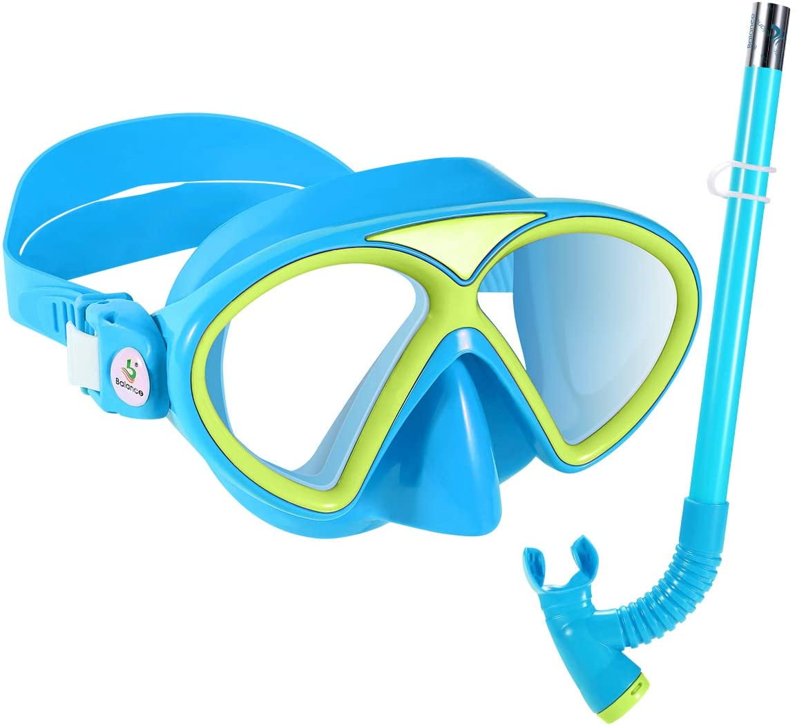 Kids Diving Mask Snorkel Set Anti Fog Goggles Swimming Dry Tube Snorkeling 