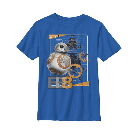 Boy's Star Wars The Last Jedi BB-8 Schematics Graphic Tee Royal Blue Medium