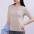 thumbnail image 3 of HAiming Summer Cotton Tops Women Crew Neck Short Sleeve T Shirts Casual Loose Tees Trendy Solid Color T Shirt, 3 of 5