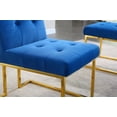 thumbnail image 5 of Modern Velvet Dining Chair Set of 2, Button Tufted Armless Side Chair with Golden Metal Legs, Accent Kitchen Chair for Bedroom Living Room, Blue, 5 of 7