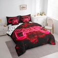 thumbnail image 3 of Manfei Gamepad Game Lovers 7 Pieces Bedding Comforter Set,Abstract Geometric Full Bedding Set,Red Black Fitted Sheet Flat Sheet For Boys Kids,Ultra Soft Home Decor Reversible, 3 of 8