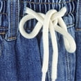 thumbnail image 4 of KIDSCOOL SPACE Little Girls Wide-leg Denim Pants, 5-14T Loose Elastic Waist with String Flared Jeans Bottoms,Mid Blue,4-5 Years, 4 of 6