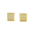 thumbnail image 2 of Bling Jewelry Mens  Hip Hop Square CZ Stud Earrings for Men Gold Plated Sterling Silver, 2 of 6