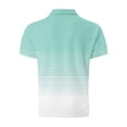 thumbnail image 4 of YLSDY Men's Short Sleeve Striped Collared Shirts Gradient Vintage Knitted Shirt Casual Button Down Golf Shirts Light Blue M, 4 of 5