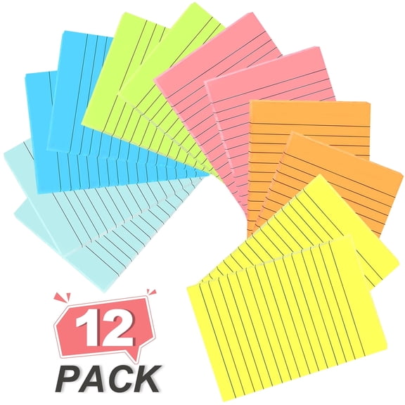 AGCAN 12 Pads Lined Sticky Notes, 4 x 6 in Large Notepads with Lines, Self-Stick Rectangular Sticky Notes for Home, Office, Meeting, Dorm, Energy Boost Collection