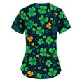thumbnail image 6 of Feancey St. Patrick's Day Scrub Tops for Women Rainbow Clover Print Working T-Shirts Short Sleeve V Neck Casual Nursing Shirts with Pockets Green L, 6 of 6