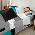 thumbnail image 4 of Manfei Buffalo Plaid Queen Sheets, Geometric Theme Queen Sheet Sets, Teal Black Gray White, Black Reversible 4pcs1 Flat Sheet + 1 Fitted Sheet + 2 Pillowcases, 4 of 6