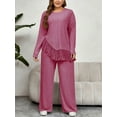 thumbnail image 6 of SIEANE Women Plus Size Casual 2 Piece Outfit Set Long Sleeve Pajama Set Lounge Set 1X-4X, 6 of 7