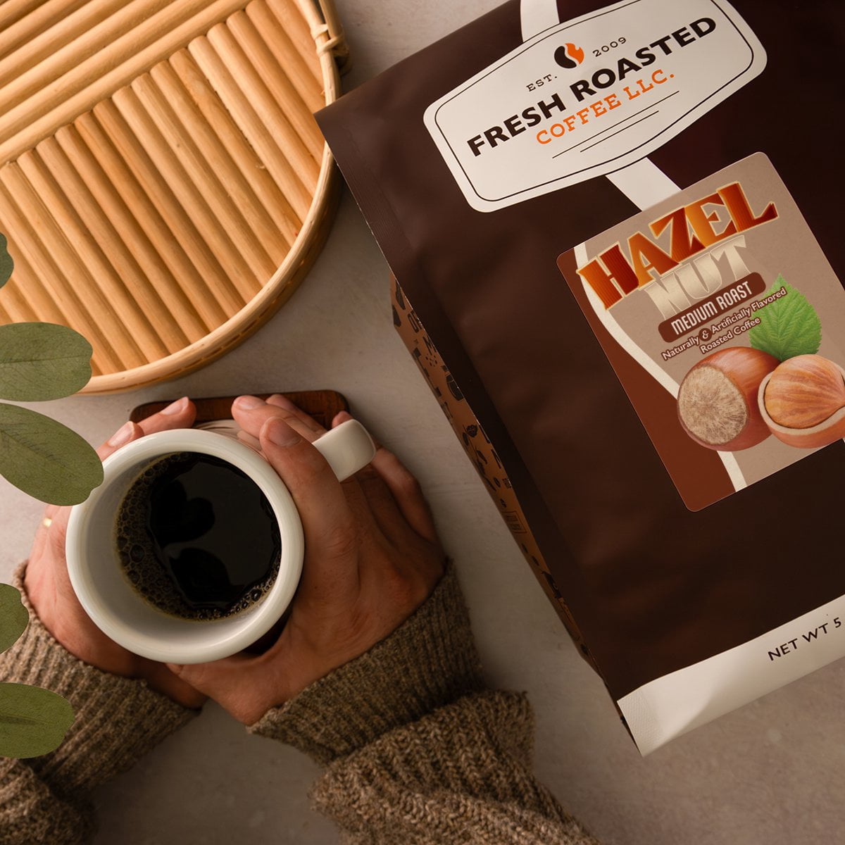 Fresh Roasted Coffee, Hazelnut Flavored Coffee  Drip Ground, 32 oz 2 lbs