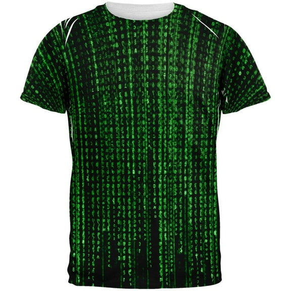 Falling Binary Code All Over Adult T-Shirt - 2X-Large
